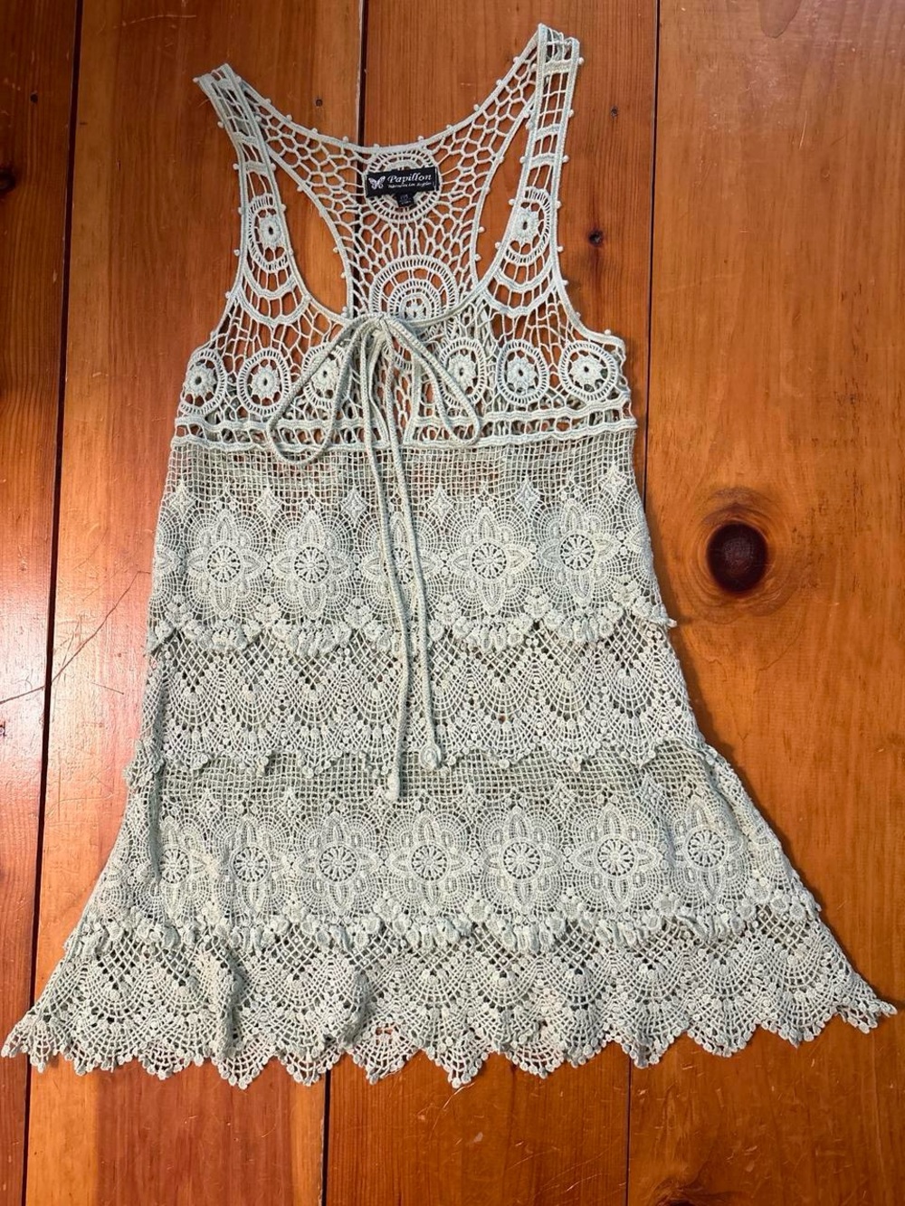 Mint green crochet tunic
